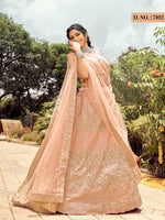 Peach color heavy designer lehenga for engagement and wedding - Joshindia