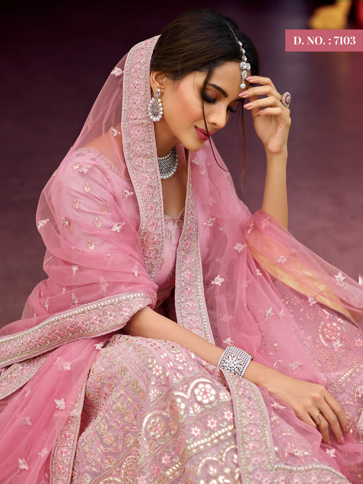 Pink color heavy designer lehenga for engagement and wedding - Joshindia