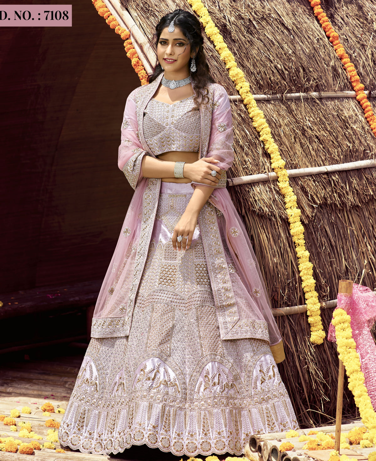 Light Pink color heavy designer lehenga for engagement and wedding - Joshindia