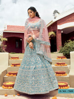 Turquoise color heavy designer lehenga for engagement and wedding - Joshindia