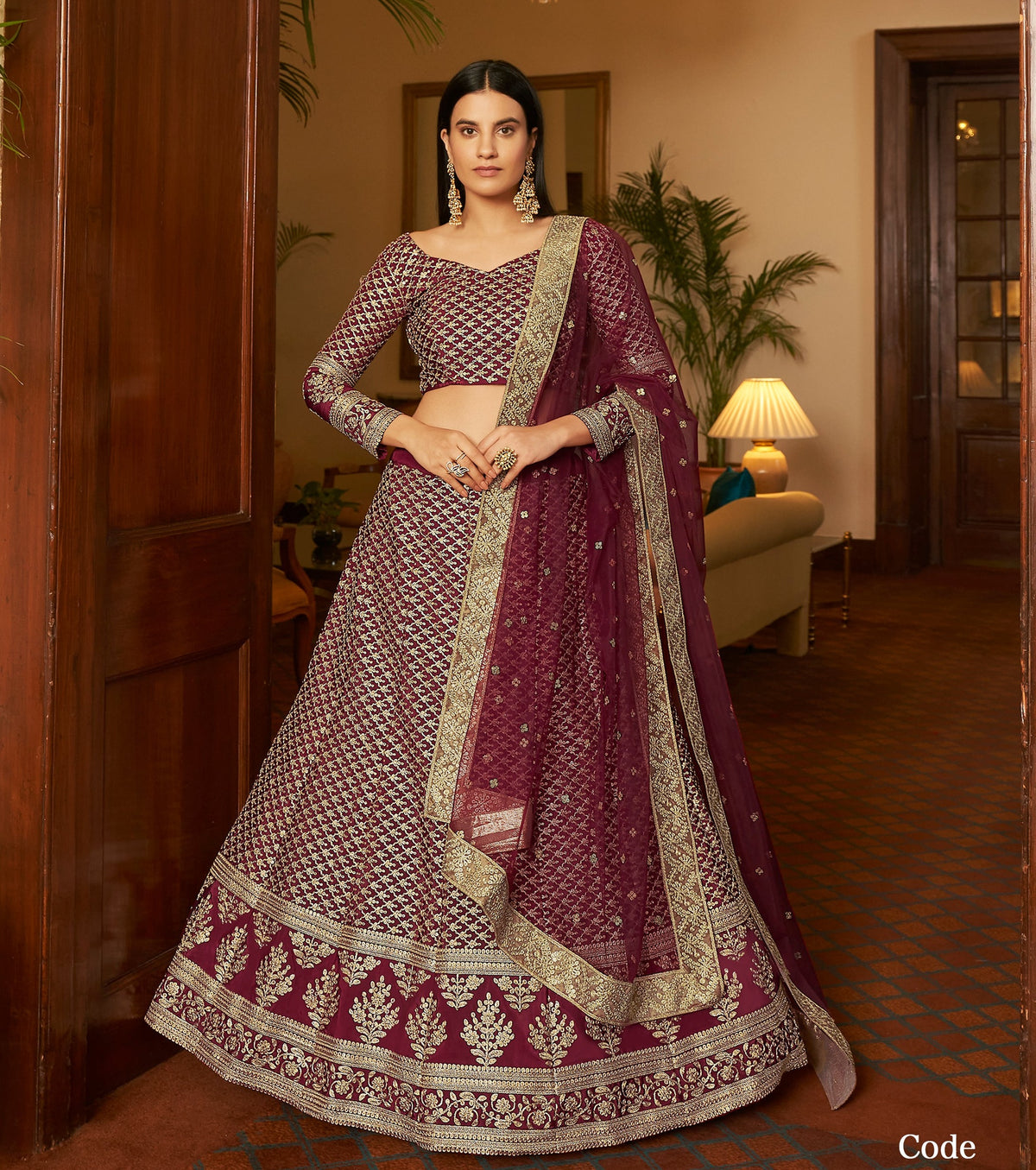 maroon color designer embroidary sequence work lehenga choli - Joshindia