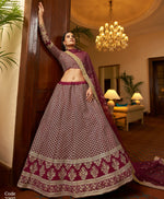 maroon color designer embroidary sequence work lehenga choli - Joshindia