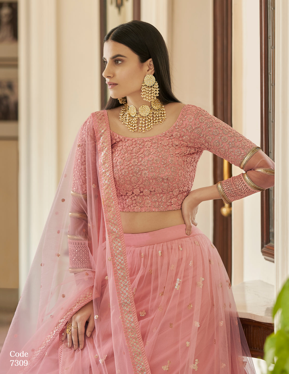 Coral pink designer lehenga choli - Joshindia