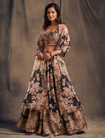BUY NOW FLORAL GEORGETTE LEHENGA IN BLACK COLOR - Joshindia