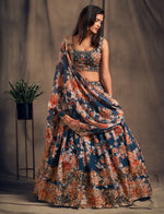 Floral lehenga choli in dove blue color buy online - Joshindia