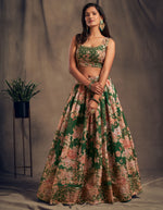 FLORAL LEHENGA CHOLI FOR DESIGNER LOOK BUY NOW IN GREEN COLOR - Joshindia