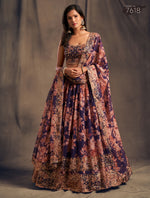 Floral lehenga set in purple color buy now - Joshindia
