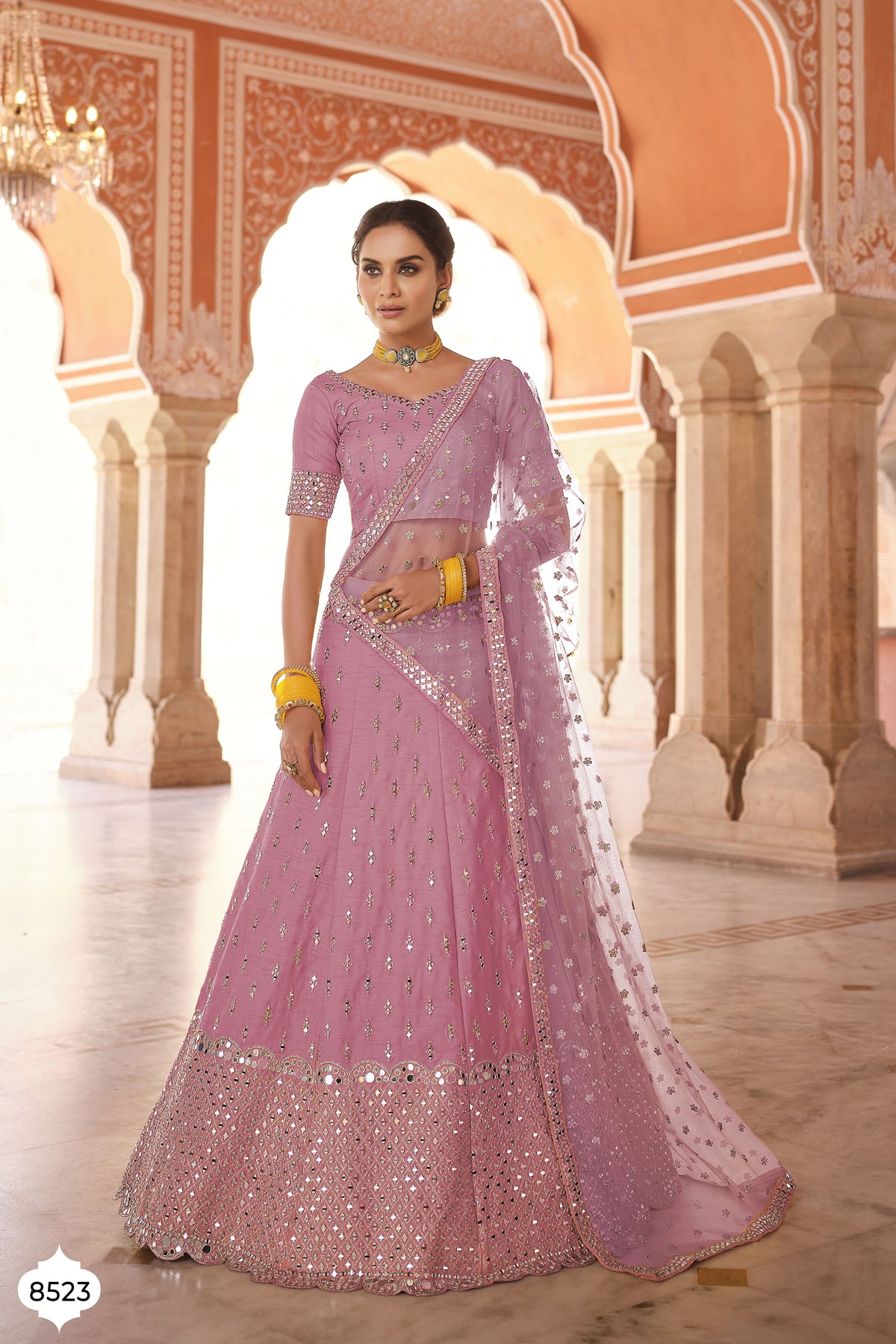 Stylish Pink Color Mirror Work Lehenga Choli For Rich Look - Joshindia
