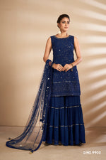 navy blue trending floor length salwar suit buy now - Joshindia