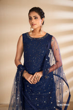 navy blue trending floor length salwar suit buy now - Joshindia