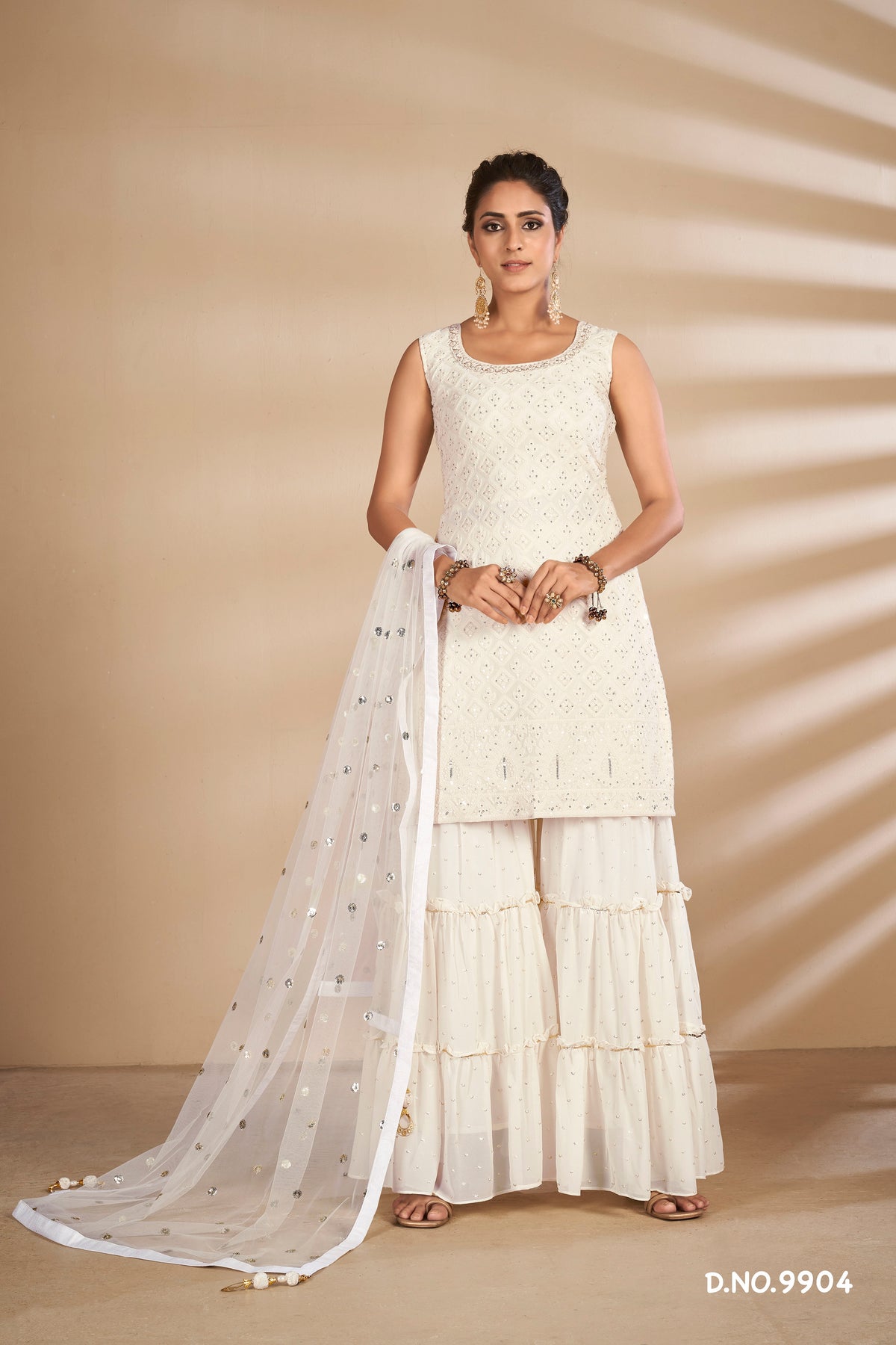 white treding floor length salwar suit buy now - Joshindia