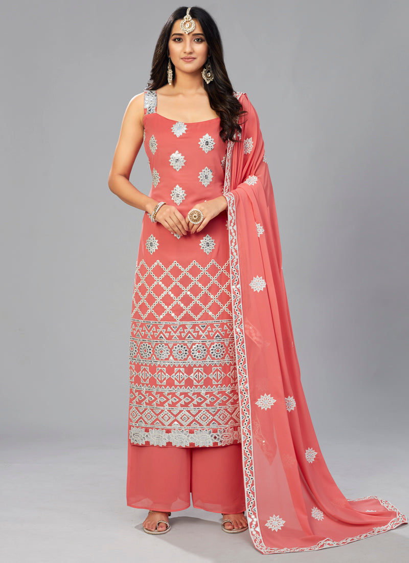 orangeGeorgette Designer Kurta Set - Joshindia