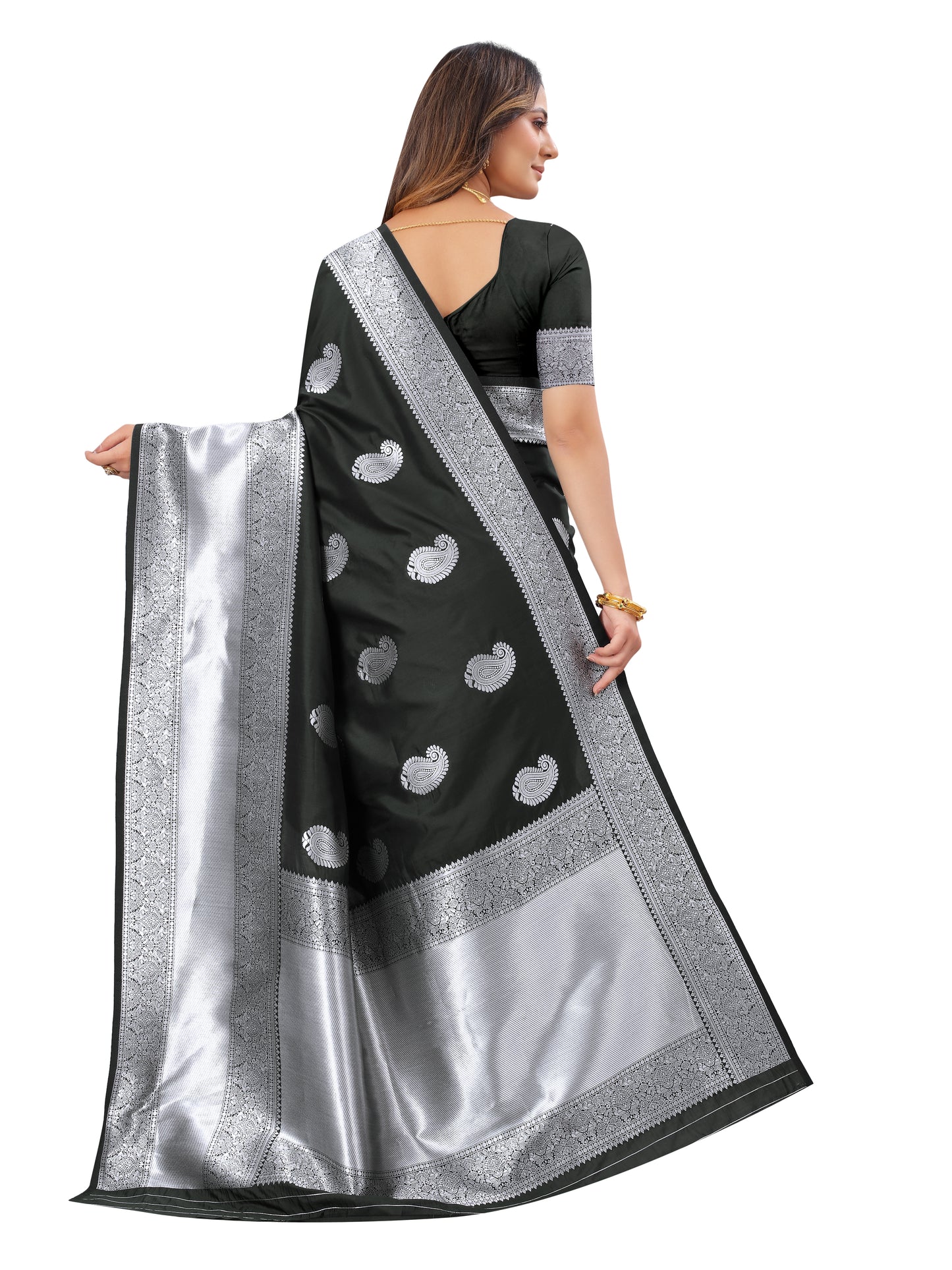 Black color banarasi silk saree