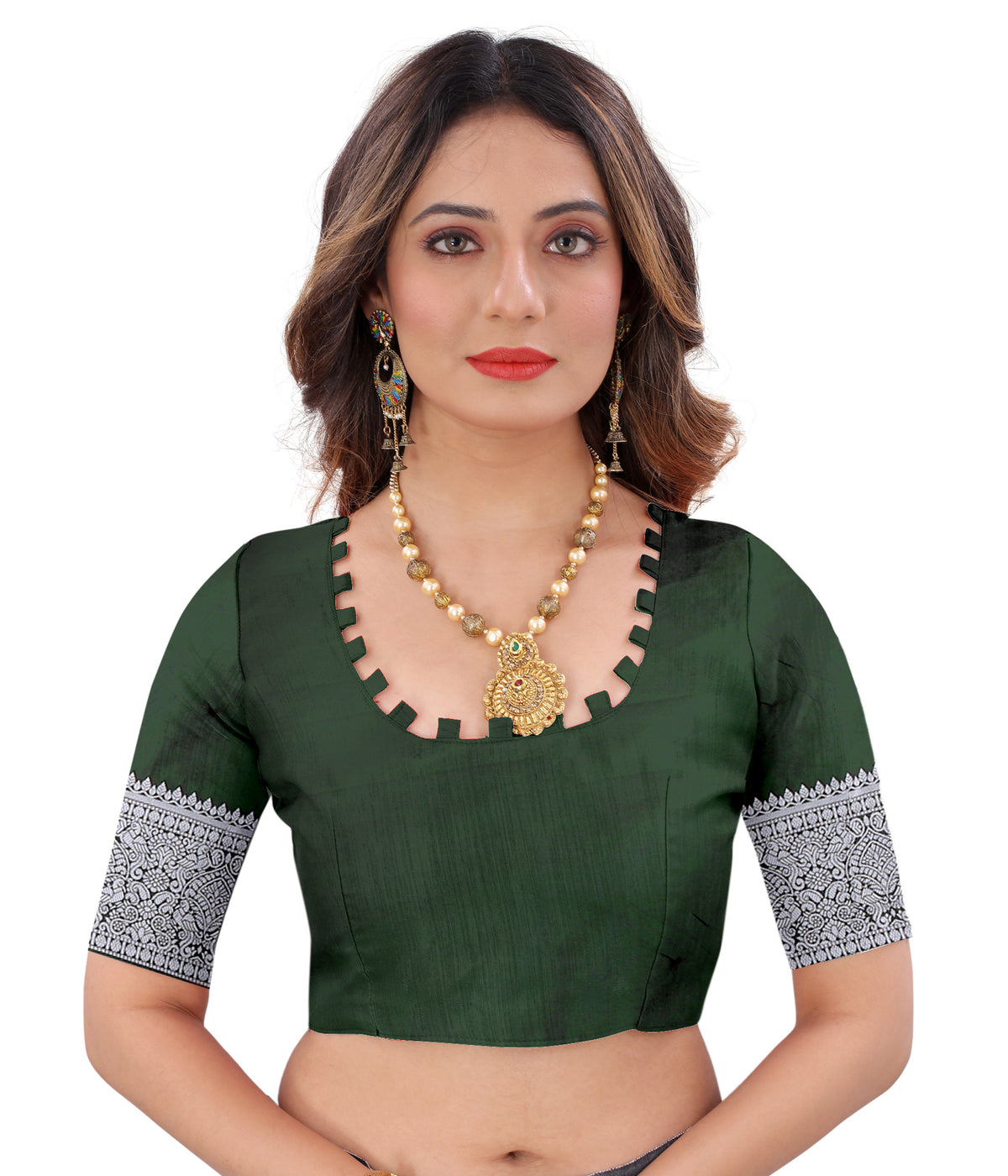 Green color banarasi silk saree - Joshindia