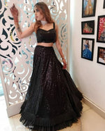 Black color sequence lehenga choli for Wedding, Functions and Special Occasions - Joshindia