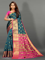 Pink and Grey color banarasi silk saree - Joshindia