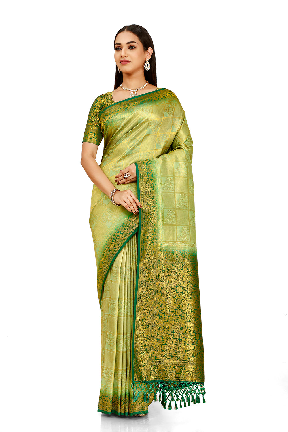 Green color silk saree design Buy Now - Joshindia