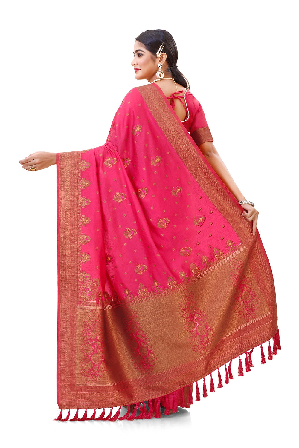 Classic Rani color pure kanjiveram silk saree buy now - Joshindia