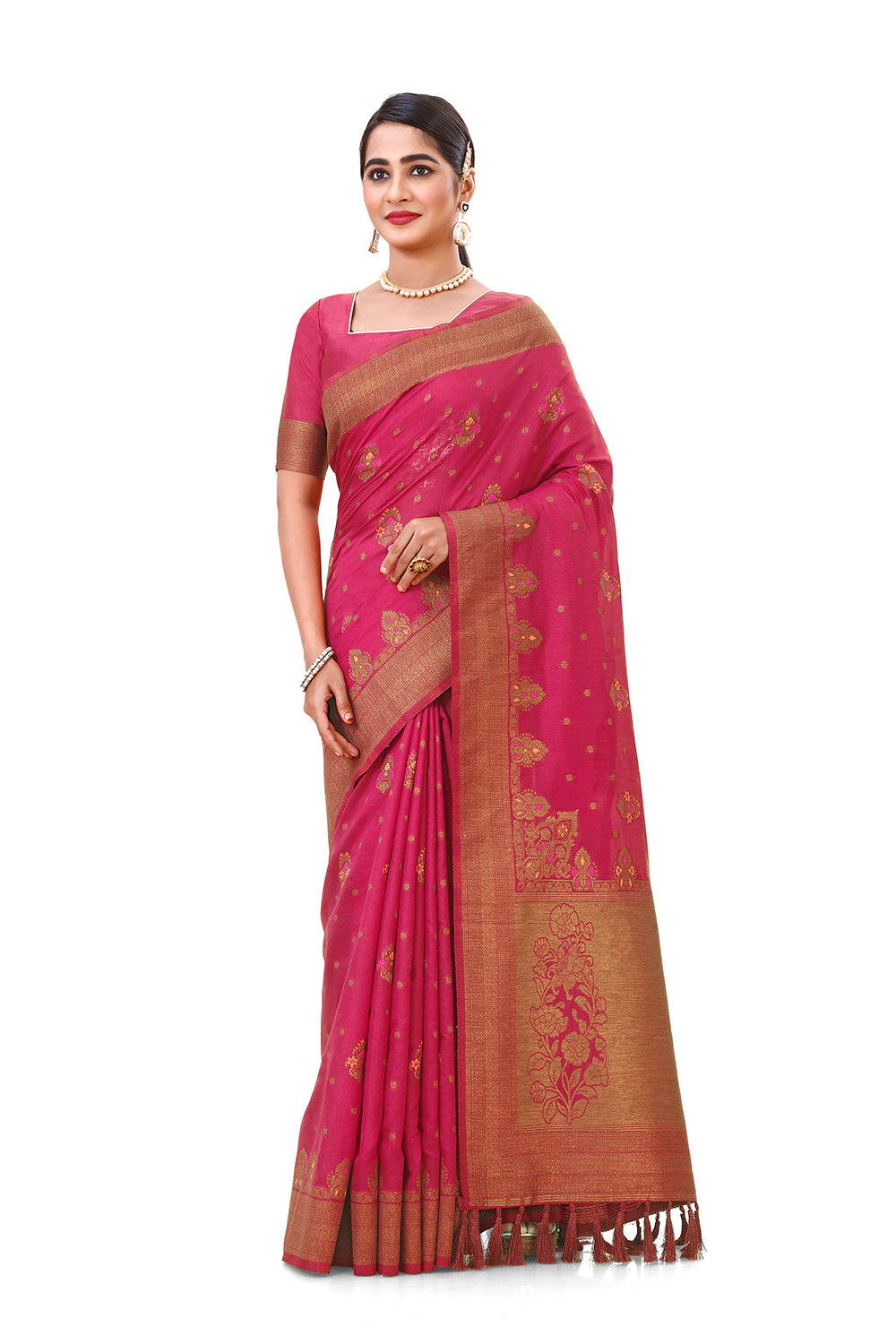 Trendy Pink color designer saree at affordable rate - Joshindia