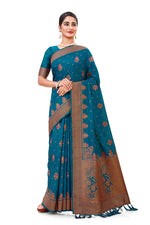Blue color heavy designer Silk saree Buy Now - Joshindia