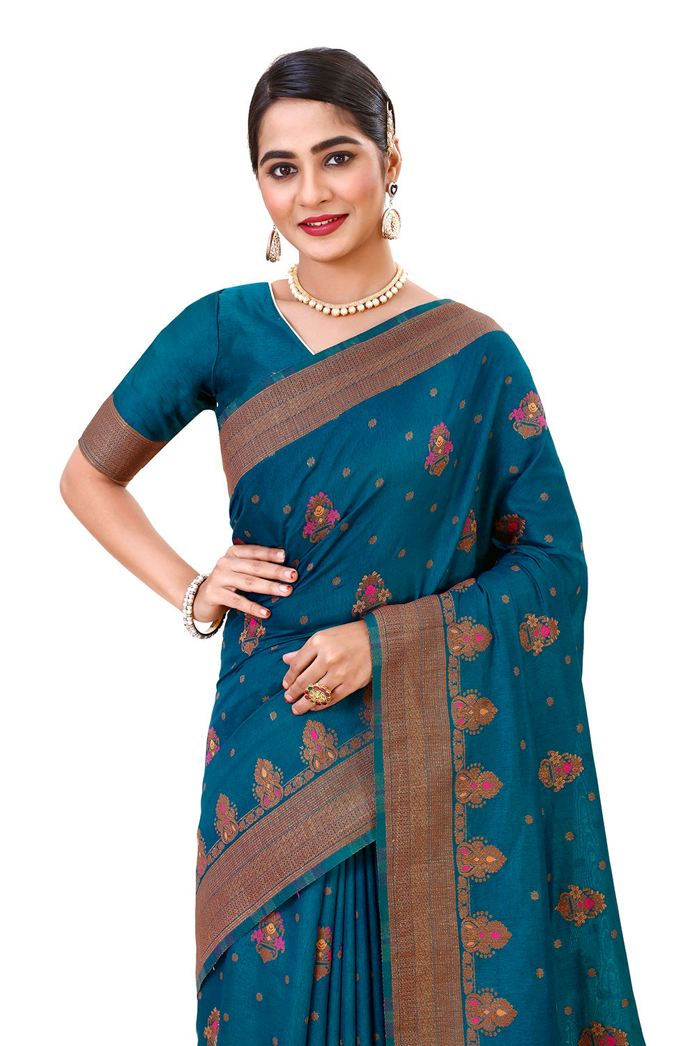 Blue color heavy designer Silk saree Buy Now - Joshindia