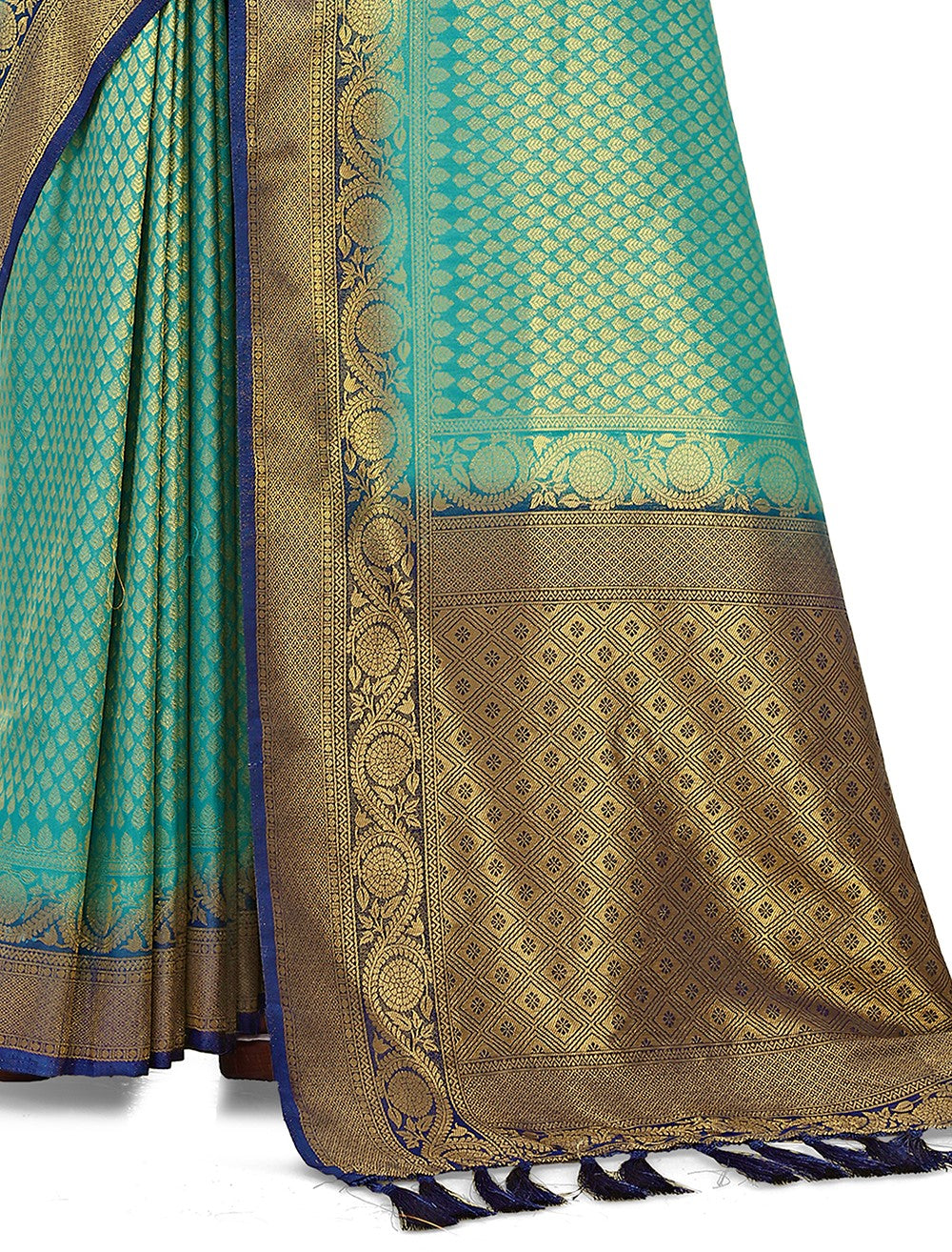 blue color pure kanjiveram silk saree online - Joshindia