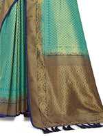 blue color pure kanjiveram silk saree online - Joshindia