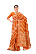 Orange Color banarasi silk saree for wedding - Joshindia