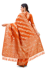 Orange Color banarasi silk saree for wedding - Joshindia