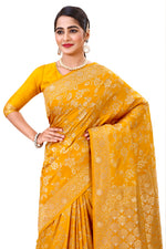 yellow color silk saree buy online - Joshindia