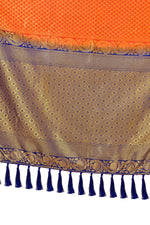 Gray and Orange color Kanjivarm silk saree - Joshindia