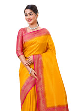 Yellow color kanjiveram silk saree Buy Online - Joshindia