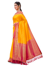 Yellow color kanjiveram silk saree Buy Online - Joshindia