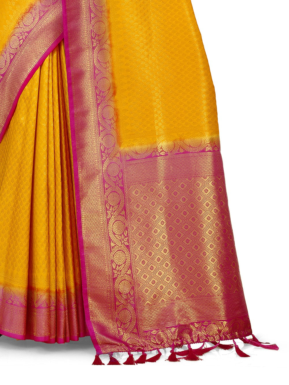 Yellow color kanjiveram silk saree Buy Online - Joshindia