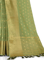 FESTIVE GREEN COLOR WOVEN DESIGNER SILK SAREE - Joshindia