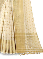 FESTIVE CREAM WOVEN DESIGNER SILK SAREE - Joshindia