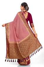 BABY PINK BANARASI DESIGNER SILK SAREE WITH BLOUSE - Joshindia
