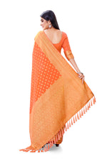 Beautiful Peach color soft net ruffle saree for wedding - Joshindia