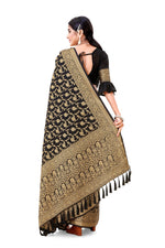 Black color Kanjivaram silk saree Buy Online - Joshindia