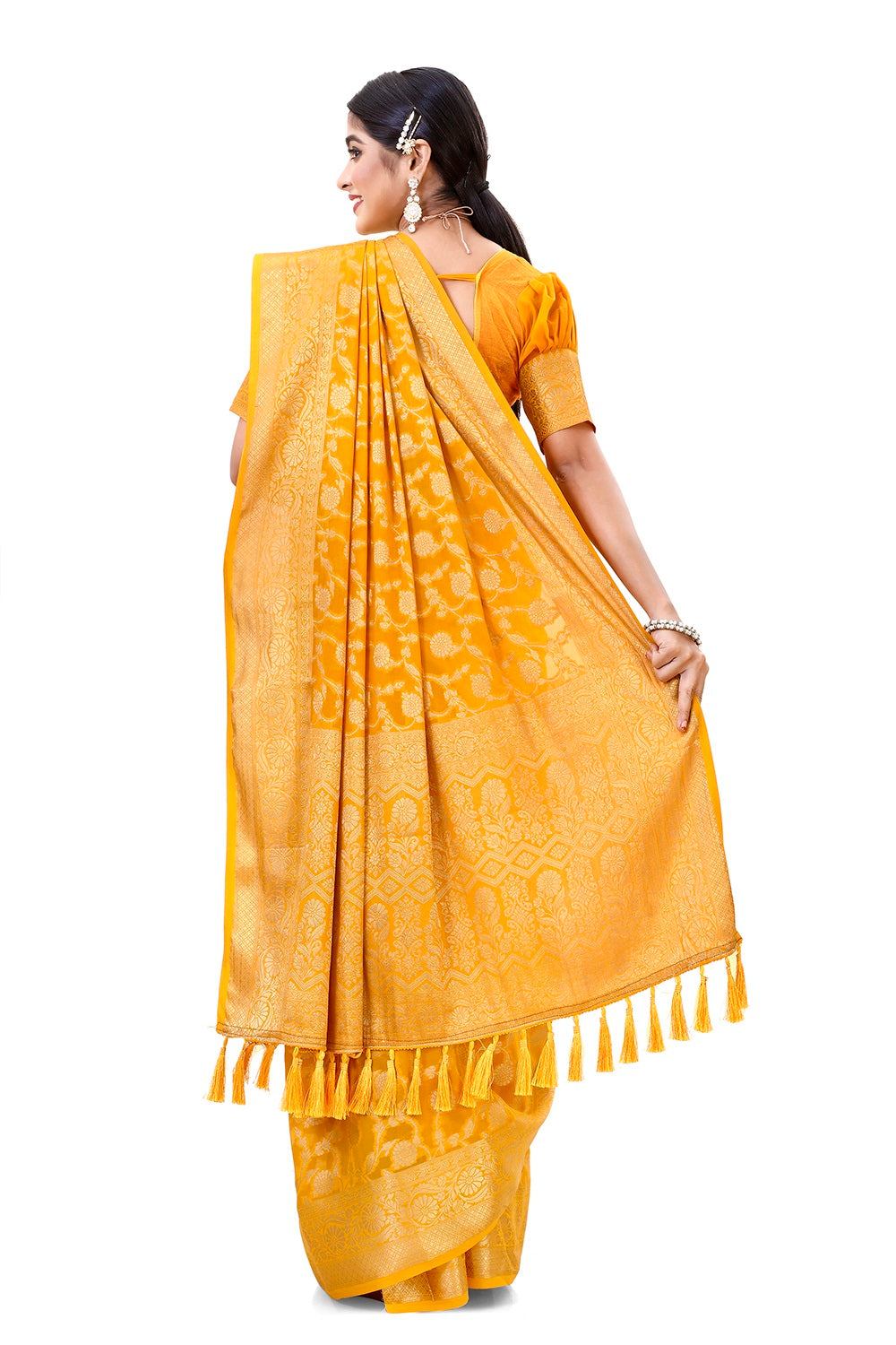 Beautiful Yellow Color saree Buy Online - Joshindia