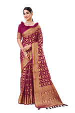 Amazing Wine color kanjiveram saree buy online - Joshindia