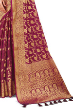 Amazing Wine color kanjiveram saree buy online - Joshindia