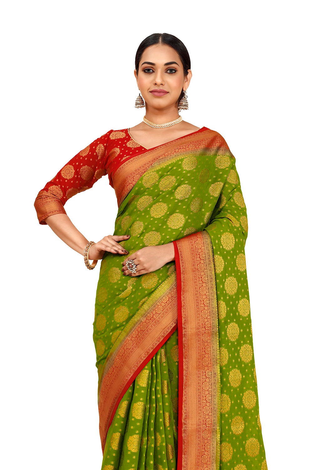 Amazing Green color Designer silk saree with blouse - Joshindia