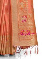 AmazingDesigner orange silk saree with blouse - Joshindia