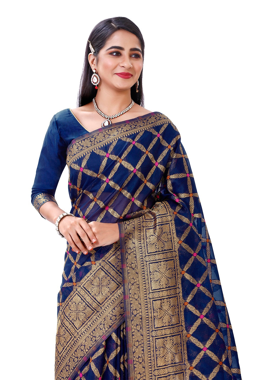 Buy Blue color best kanjivaram Silk saree online - Joshindia