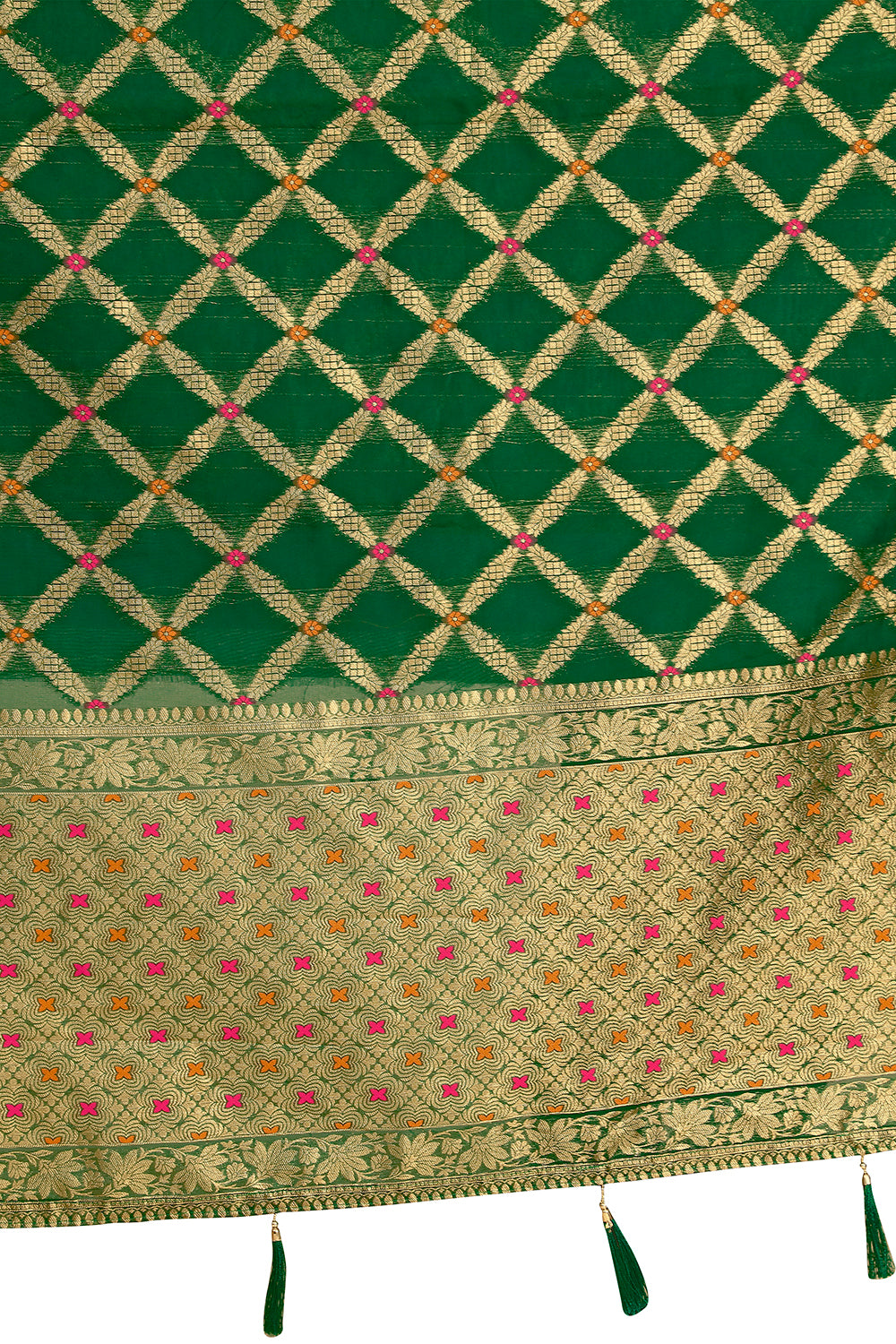 Dark Green Silk Saree At Affordable Price Buy Online - Joshindia