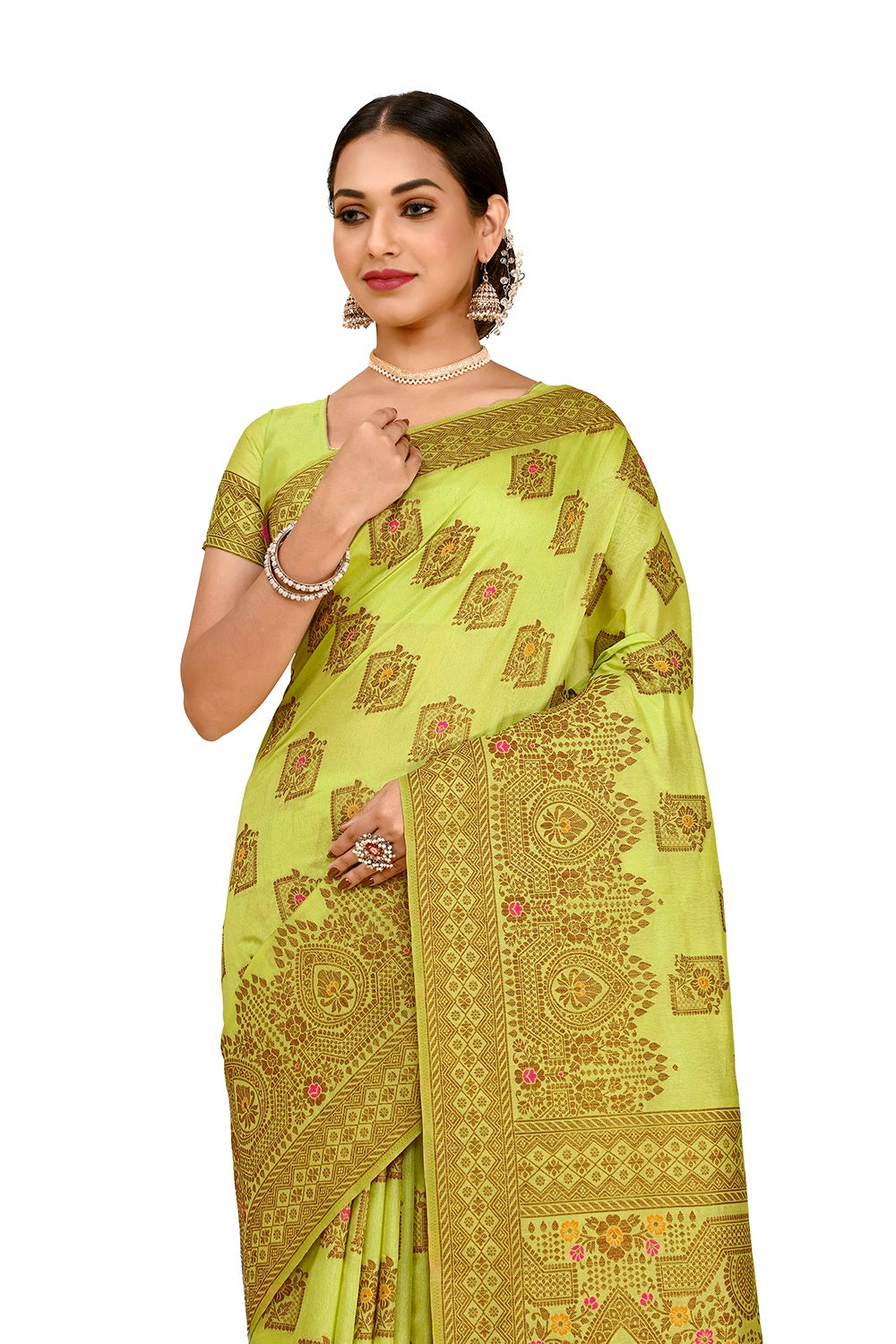 Mehandi Green Color kanjivaram silk saree At Affordable price - Joshindia
