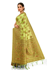 Mehandi Green Color kanjivaram silk saree At Affordable price - Joshindia