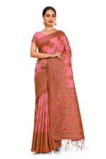 buy onlinePink color designesilk saree At Regular price - Joshindia