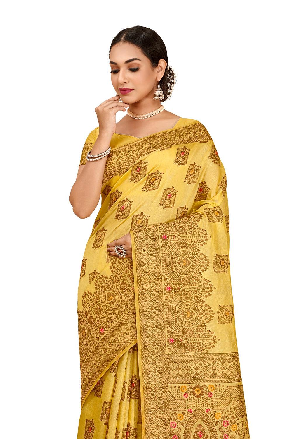 cream color silk Kanjivaram saree Buy Now - Joshindia